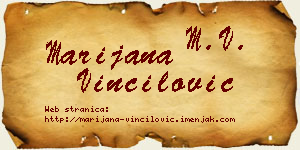 Marijana Vinčilović vizit kartica